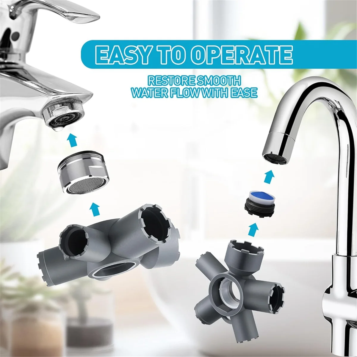 RISEN 10 в 1, инструмент для снятия аэратора крана, ключ аэратора крана для аэратора со скрытой резьбой/аэратора с отрезанным краем корпуса и круглым