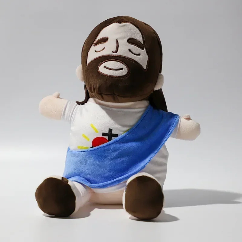 Jesus Plush Toy New Children Music Soothing Breathing Doll  Sleep Companion Toy Sound and Light Doll Holiday Gifts for Kids