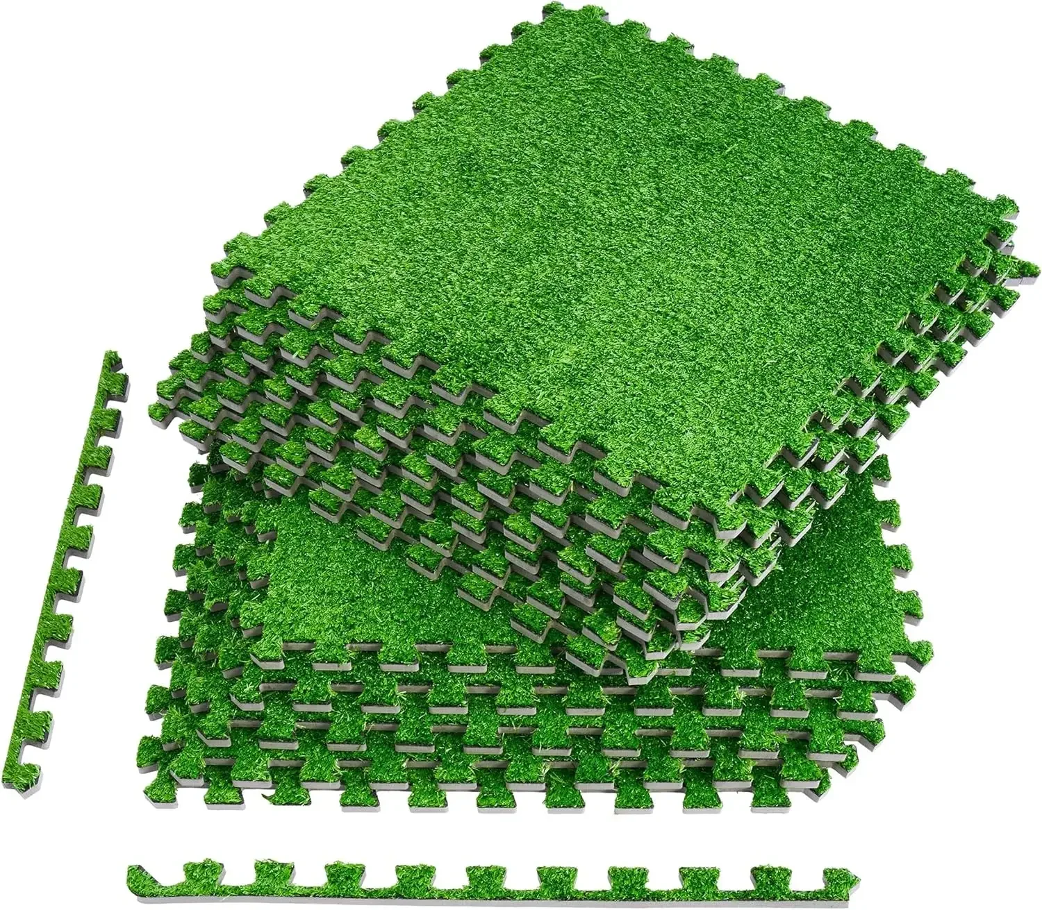 Grass Foam Floor Tiles - Kids Outdoor Toys, Playroom,Basement Home Gym - Artificial Carpet Grass Turf Indoor Outdoor Flooring