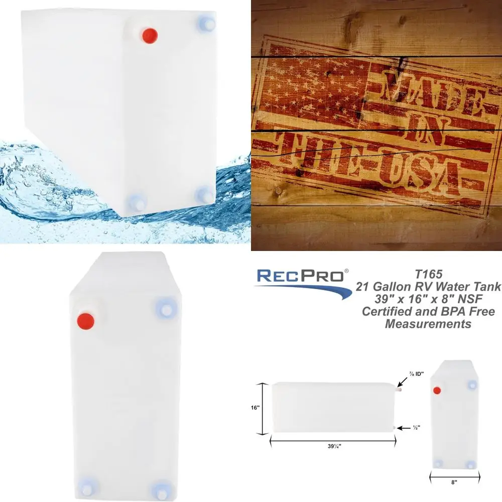 Tanque de almacenamiento de agua potable de 21 galones, depósito de plástico compatible con agua dulce o gris de 39,25 x 8 x 16,