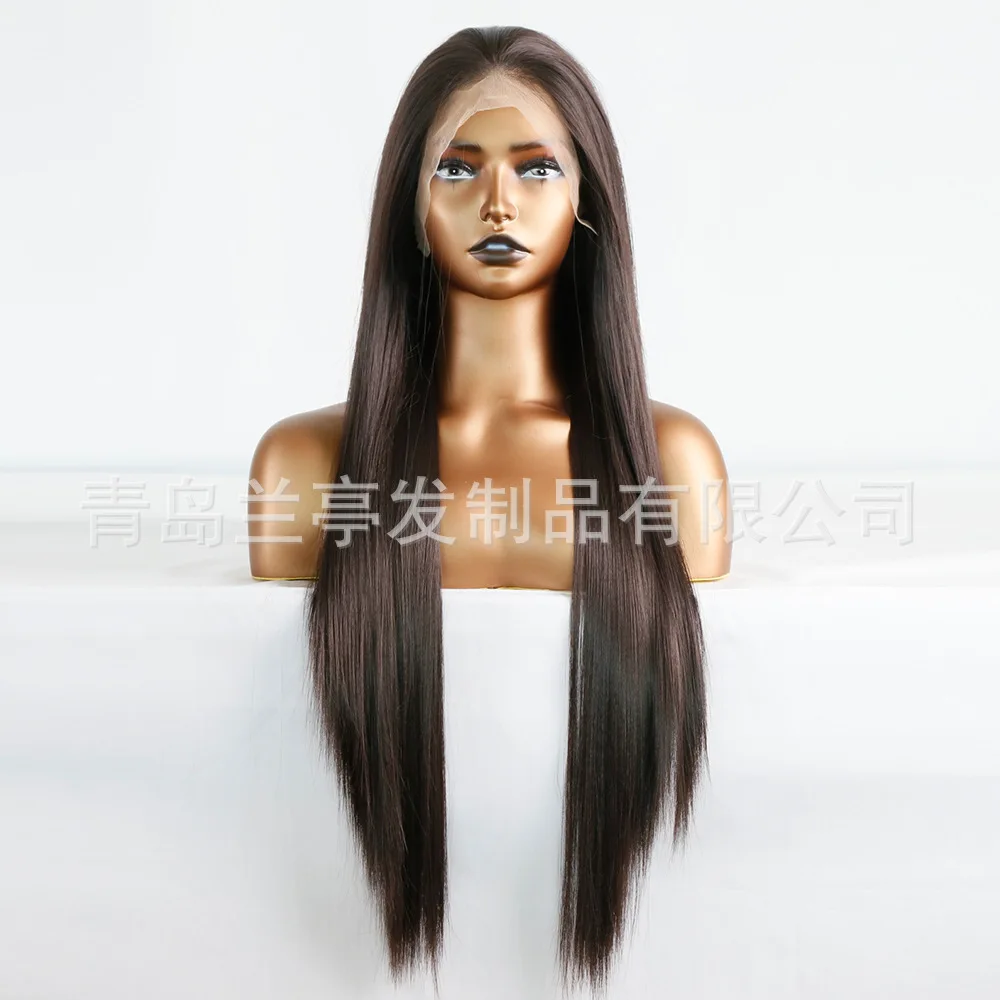 Synthetic Lace Front Wig 13X4 Ombre Black Brown Natural Wave Cosplay Party Daily Wear Women's High Temperature Fiber Trendy