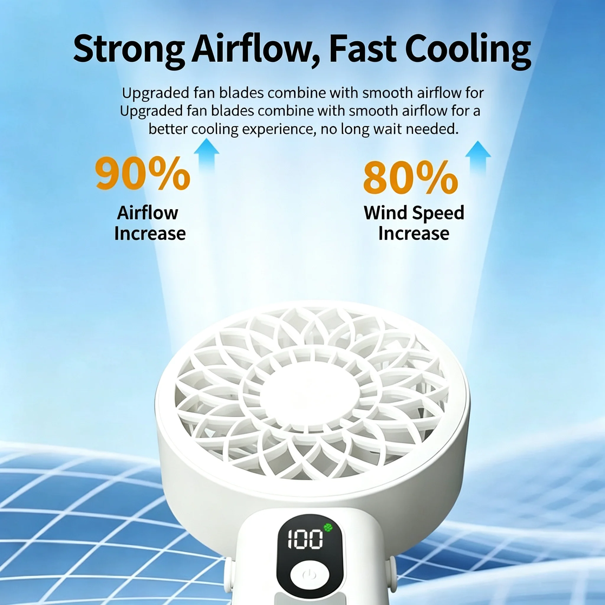 M3 Powerful Handheld Fan,3000mAh Detachable Battery,7-Speed,Foldable for Summer Outdoor