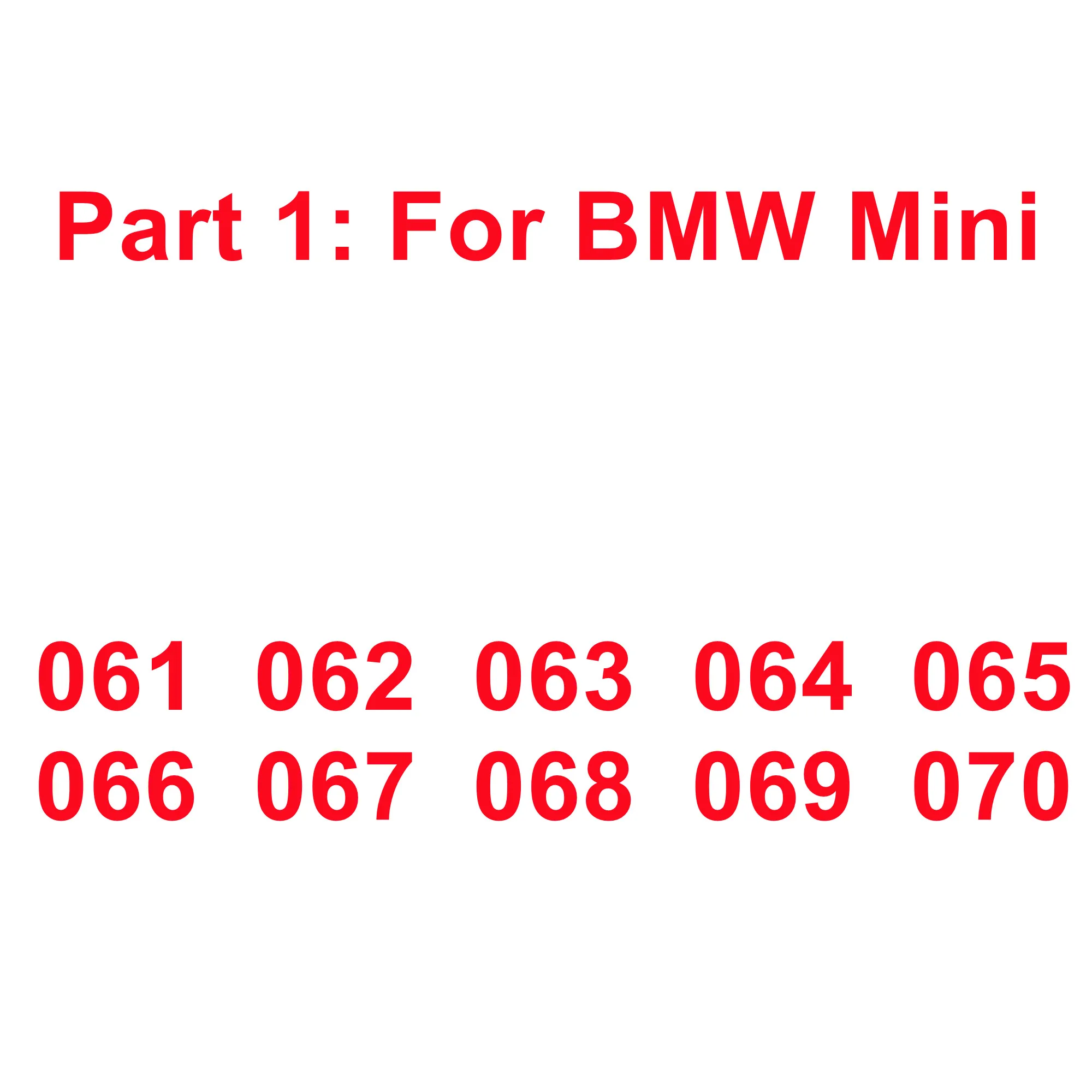 NO.061-NO.070 For BMW MINI High Quality Sturdy Wheel Bolt Locking Tool 36132453961 Bolt Boss