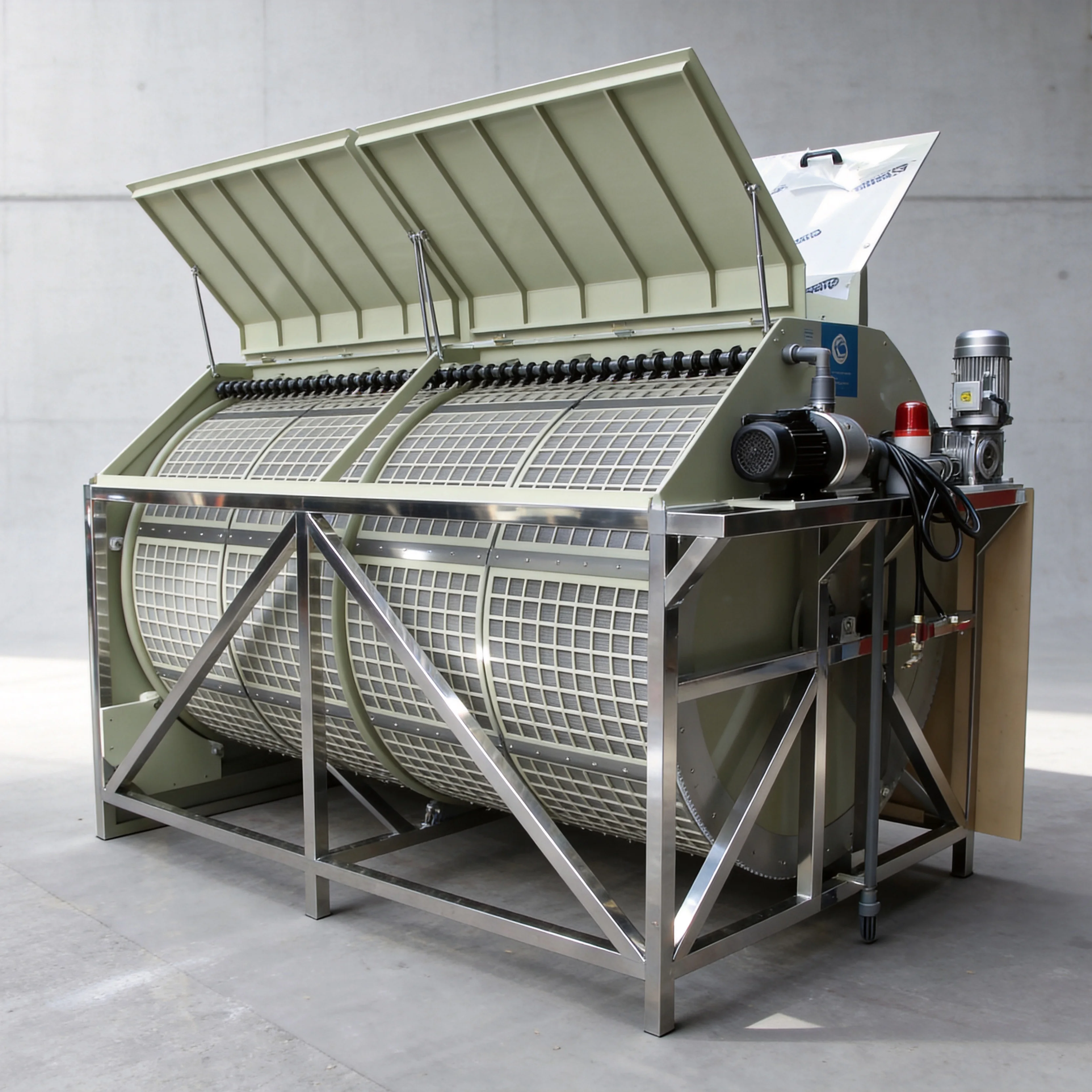AIROW 600m³/h Industrial Aquaculture Equipment Efficient Water Treatment Sinking Drum Filter Gravity Rotary Drum Filter