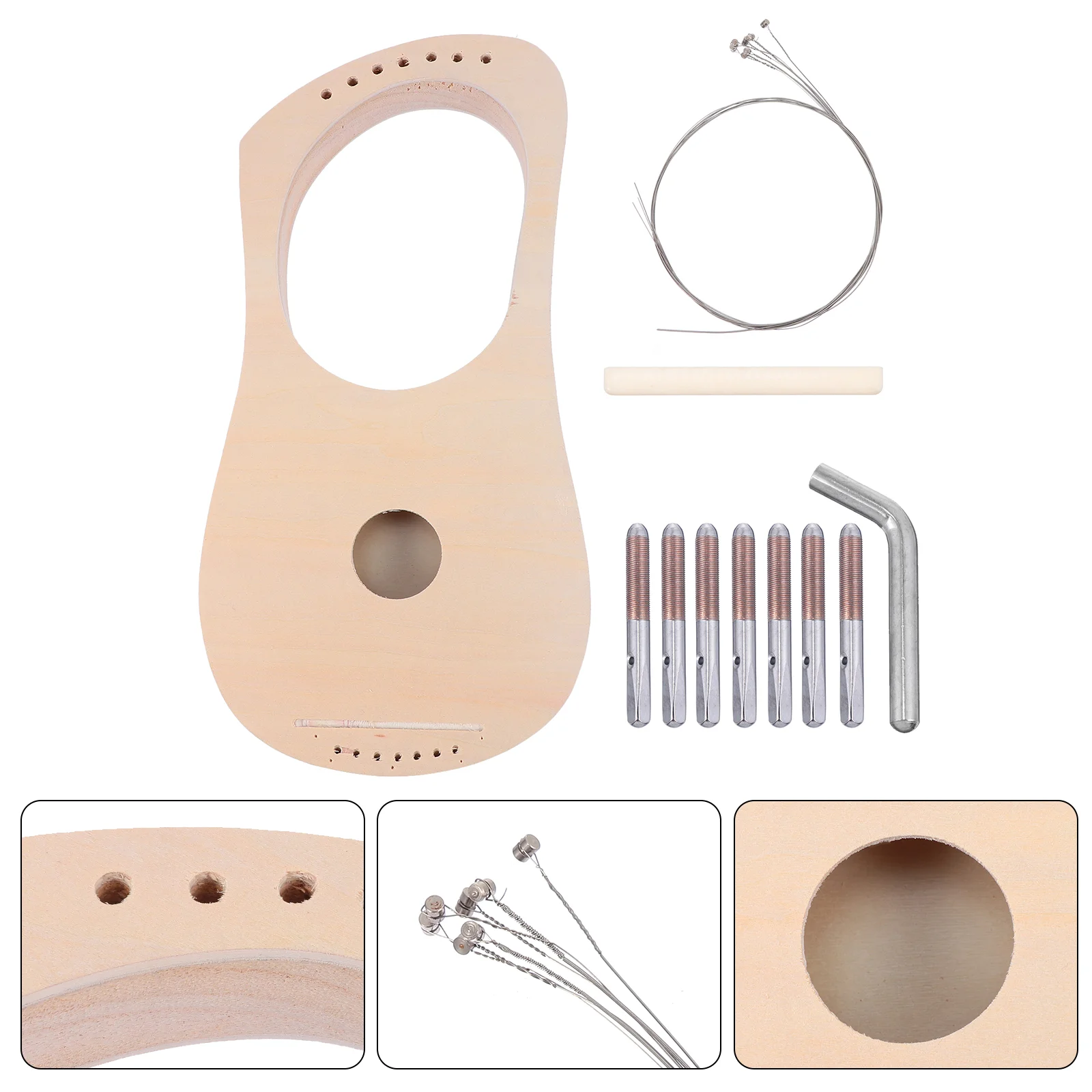 Music Toys DIY Wooden Piano Handwork Painting Instrument Lyre Harp Handmade Mini Kit Drawn Child