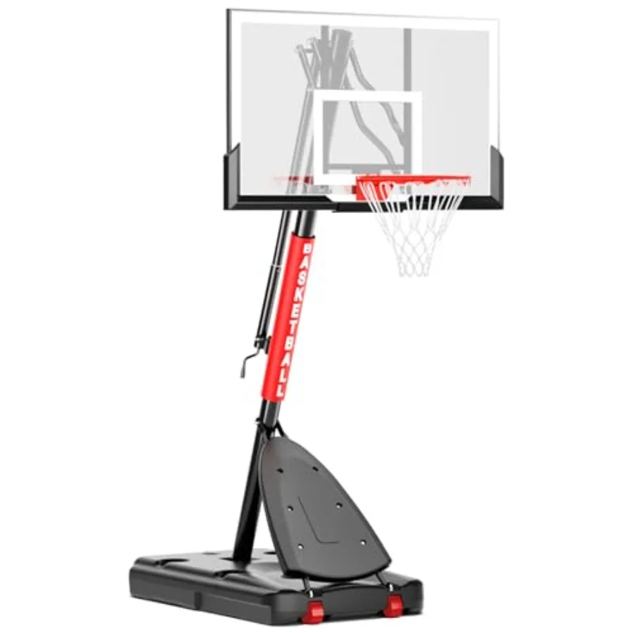 

Outdoor basketball hoop with 10 ft height adjustment, portable steel system, black finish, durable 45 polycarbonate backboard f