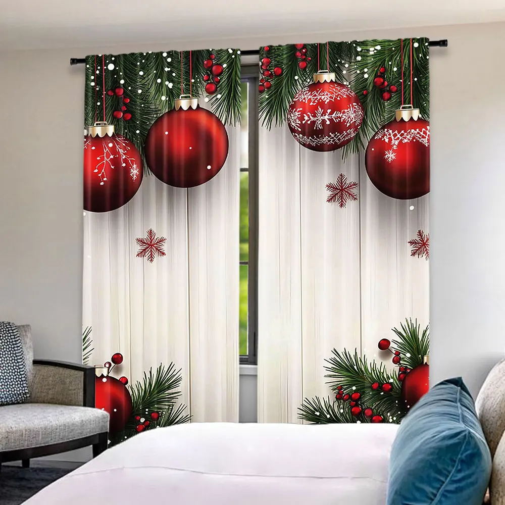 

2Pcs Christmas Curtain Cute Winter Family In With Christmas Tree Funny Holiday Decor Suitable For Living Room Bedroom Kitchen
