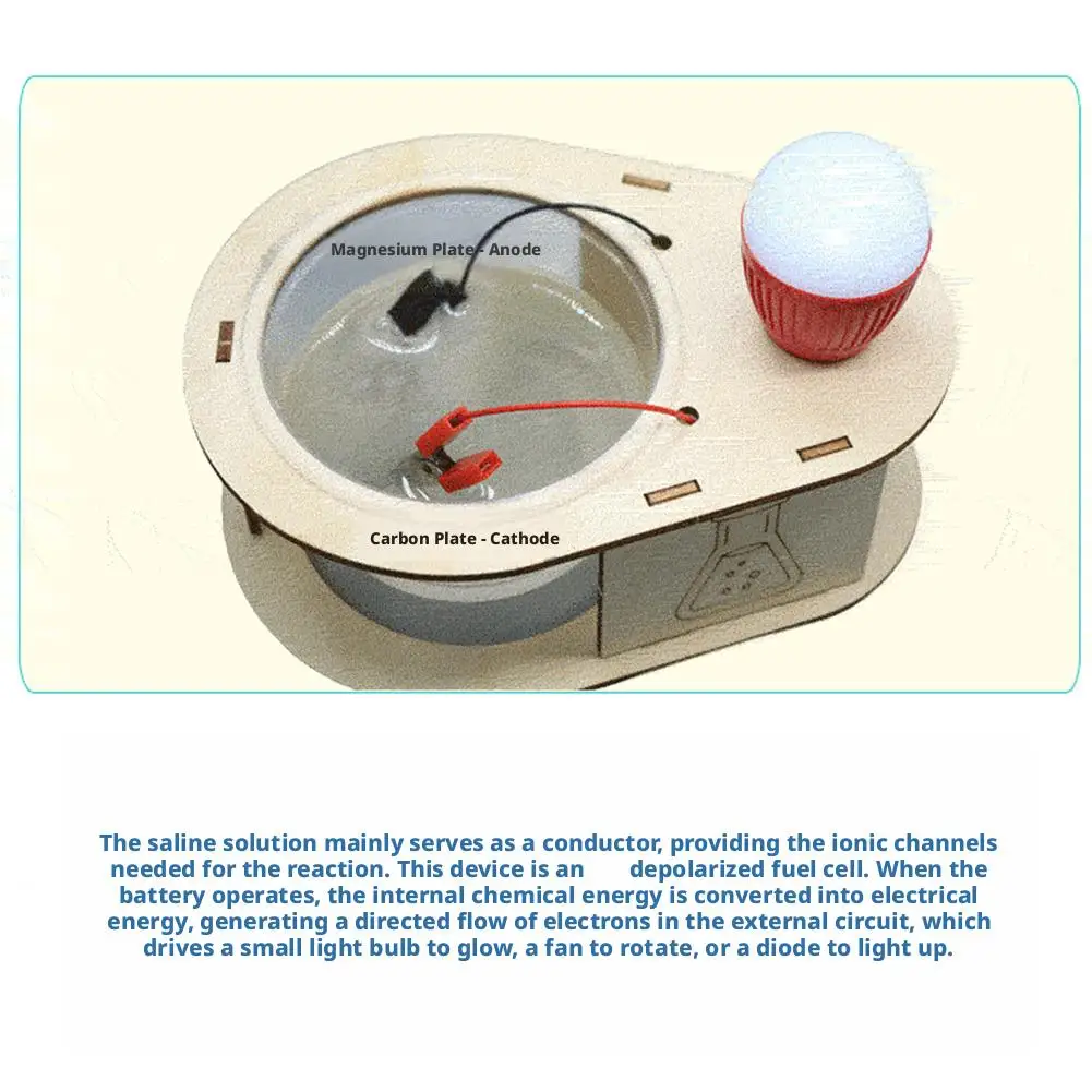 DIY Salt Water Power Generation LED Light STEM Educational Science Kit Electrochemistry Experiment Easy Assembly Learning Toy view 5