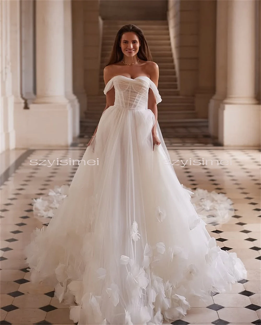 Abito da sposa semplice linea A per donna Abito da sposa personalizzato con scollo a cuore Lusso 2026 Sposa da sera per matrimonio