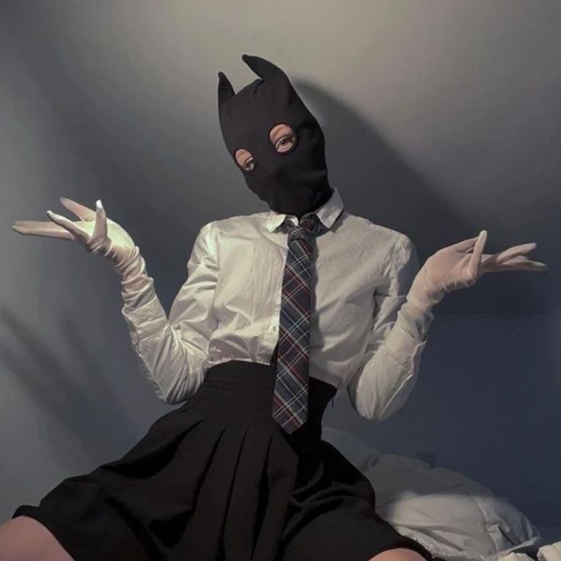 Maschera di cartone animato nero con personalità in stile divertente High Street per cappello mascherato cosplay di Halloween