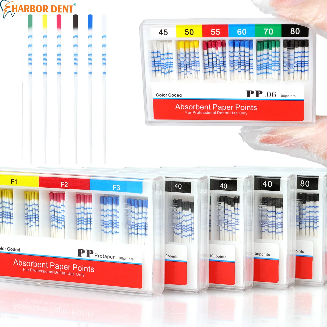 

1Box Dental Absorbent Paper With Scale 02 04 06 Taper 15-40# Root Canal Endodontic Paper Tips Dentistry Filling Materials