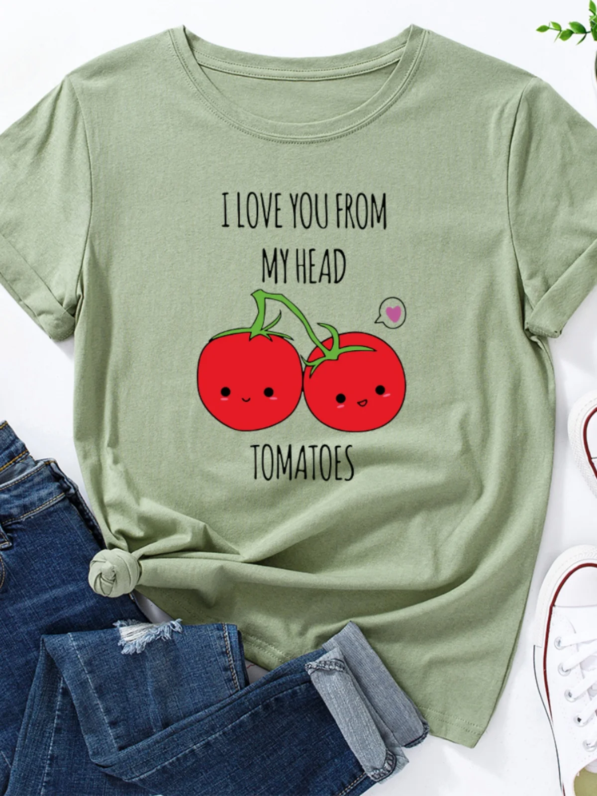 T-shirt da donna in cotone vestibilità ampia ort Sve round Ne stampato Street Sle Summer Faion Abbigliamento casual per giovani adulti