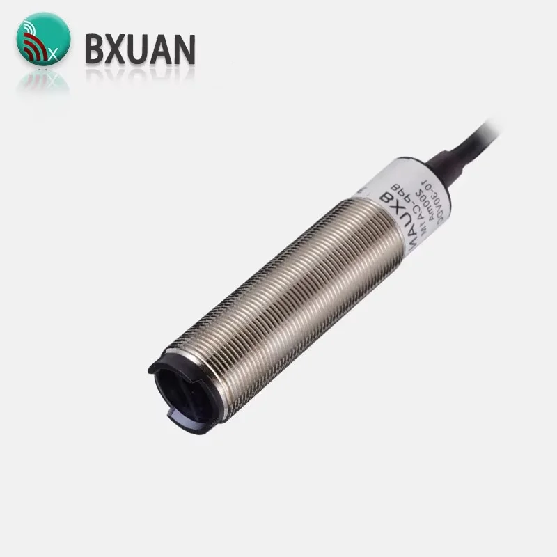 Through beam M18 metal photoelectric switch sensor NPN PNP DC12-24V AC90~250V detection distance 60m adjustable NO/NC