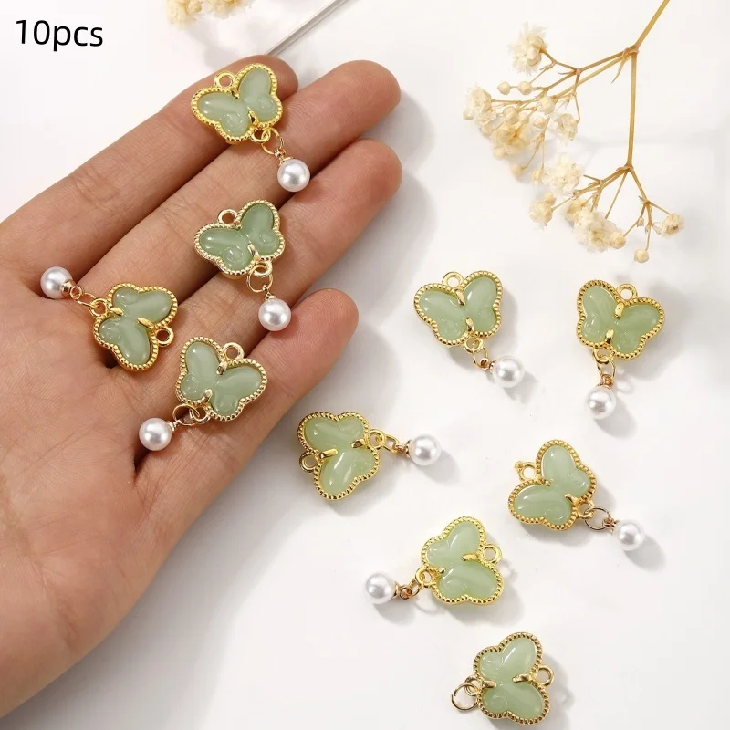 10pcs Colorful Enamel Butterfly Charms Alloy Imitation Pearl Pendants for DIY Jewelry Making Accessories ﻿ - view 4