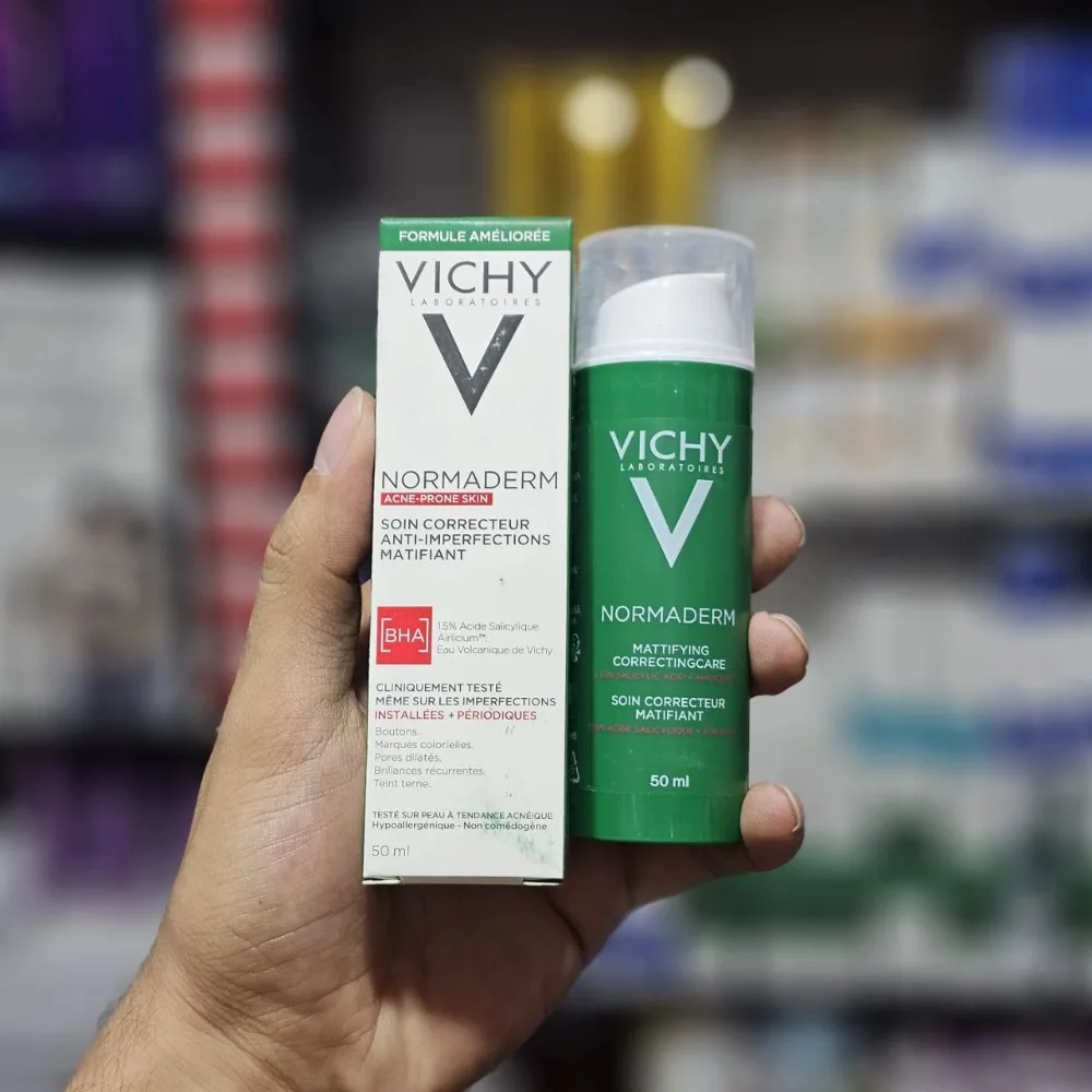 Vichy-loción mate con Control de aceite, 50ml, para piel propensa al acné, hidratante, fórmula antimanchas, tratamiento facial de absorción rápida