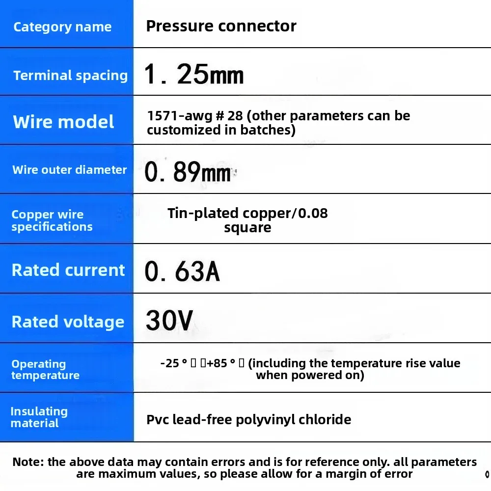 10Pcs JST1.25mm Cable Connector 1.25MM Double Electronic Wire Connectors 10/15/20/30CM Flat Ribbon Terminal Wire Cable