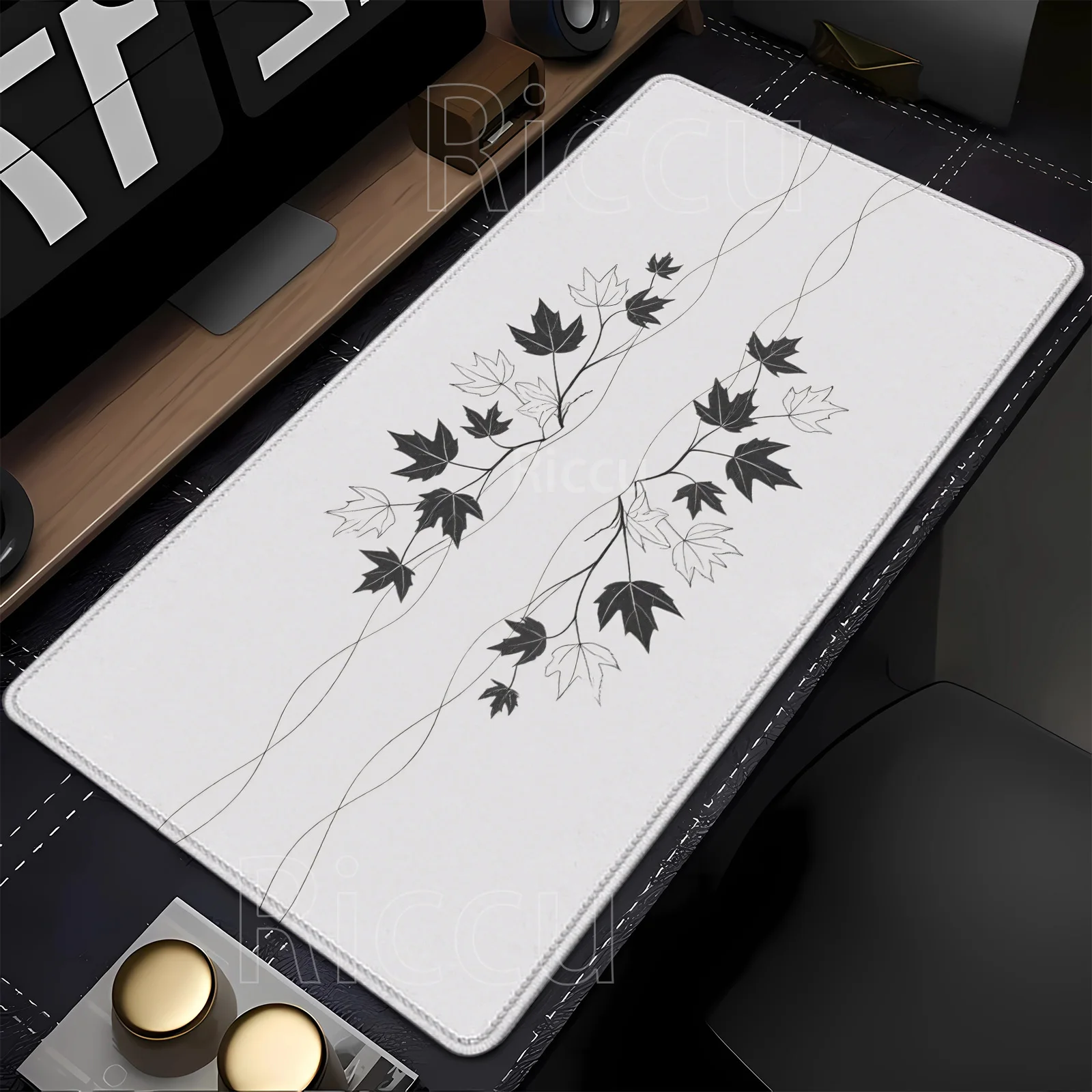 

Черно-белый коврик для мыши с цветочным узором, большой компьютерный офисный коврик XXL, резиновый противоскользящий коврик для игровой клавиатуры, HD-печать, настольный коврик