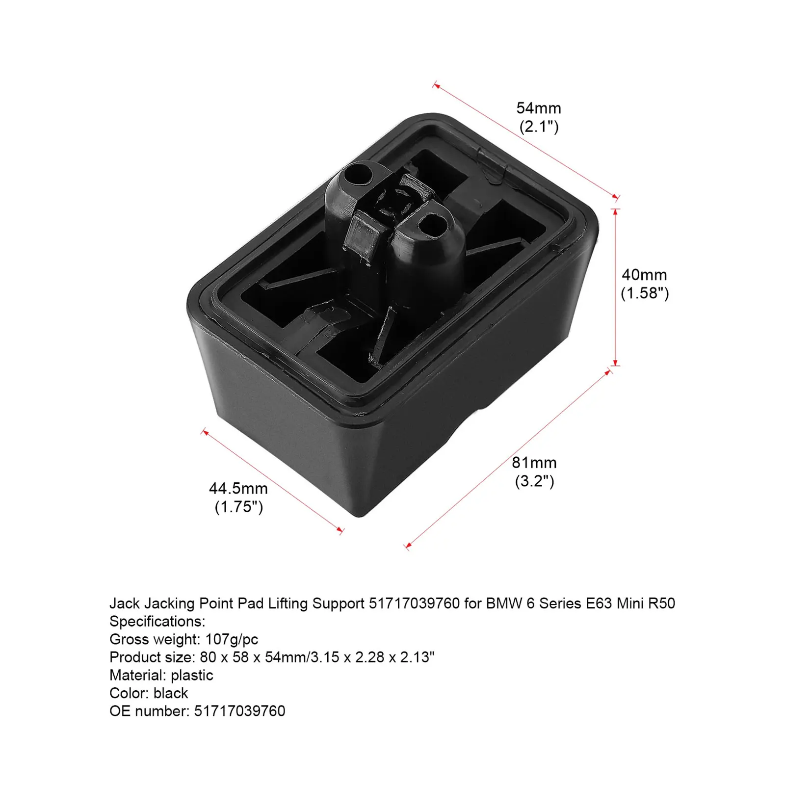 51710143210 51712757938 Jacking Support Pad Rubber Plug Block For BMW 645Ci 745i 745Li 750i 760i  Alpina B7 M6 Mini Cooper