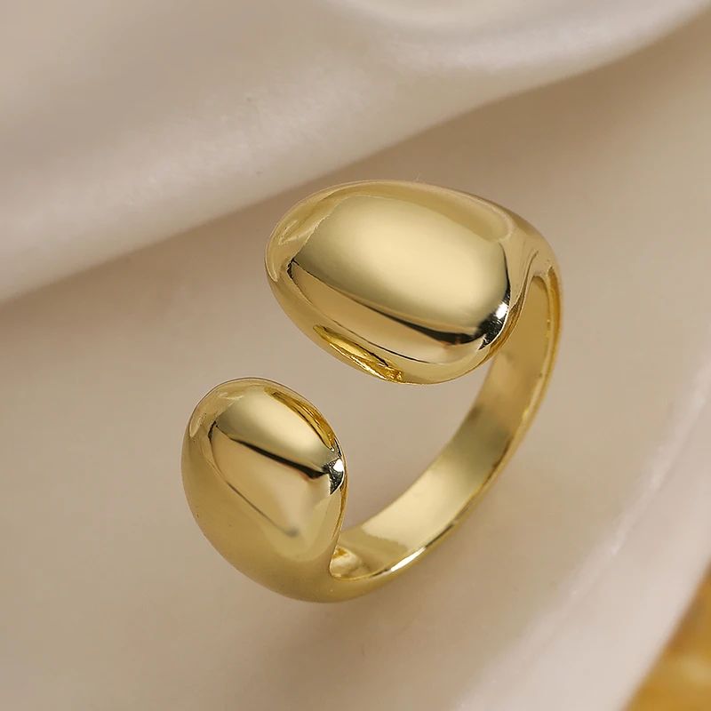 GANPUP Minimalistischer Polierter Verstellbarer Offener Ring für Frauen, Alltagsschmuck, Trendiger Goldfarbener Fingerring, Schmuckgeschenk – Detail 6