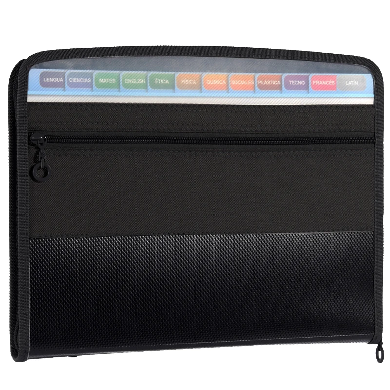 A4 European-Style Double-Zipper Expandable File Folder Large-Capacity Organizer with 12 Pockets for Office Documents & Supplies