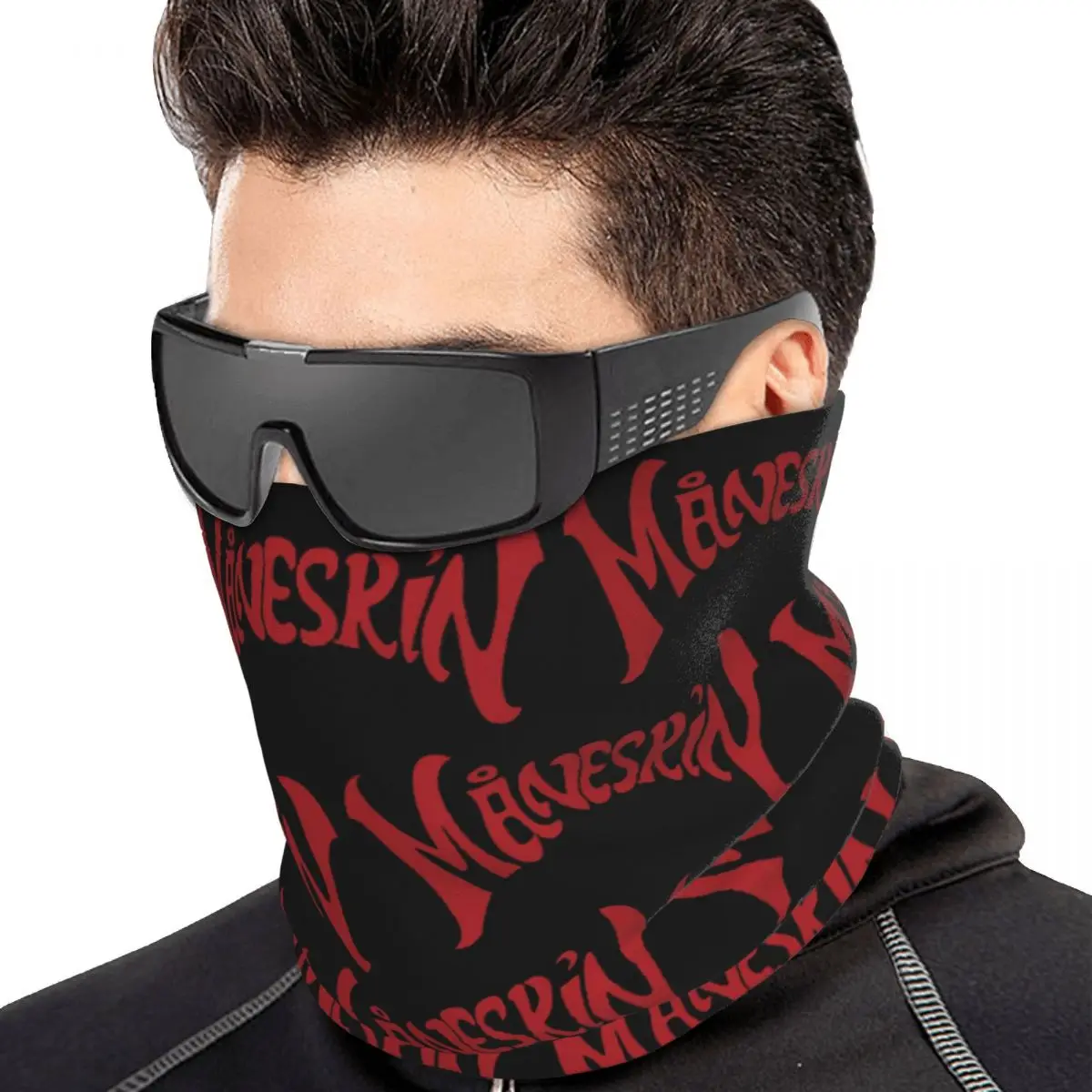 Maneskin Red Logo Bandana Neck Cover Printed Mask Scarf Hiking Fishing Headwear Unisex Adult Washable