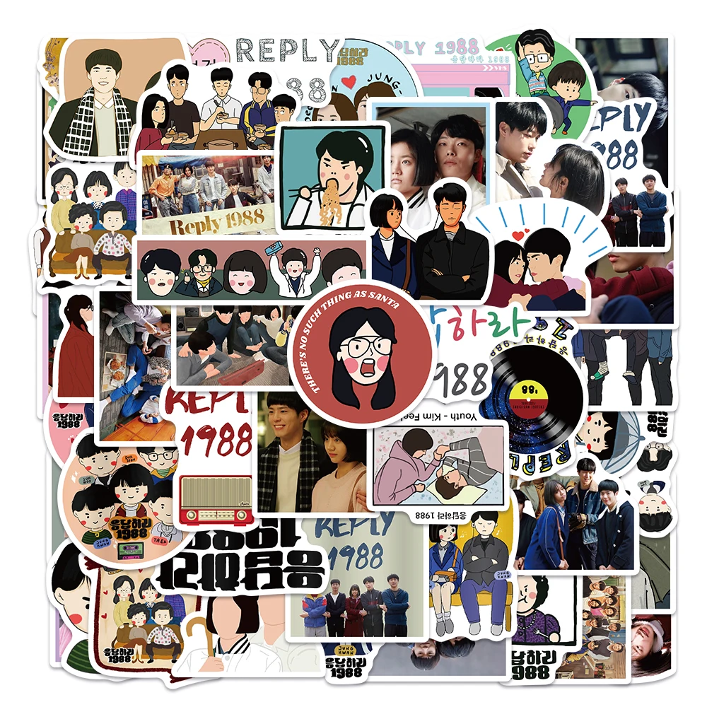 50pcs Korean TV Show Reply 1988 Cartoon Stickers For Laptop Phone Notebook Vinyl Waterproof Graffiti Bicycle Car Decals