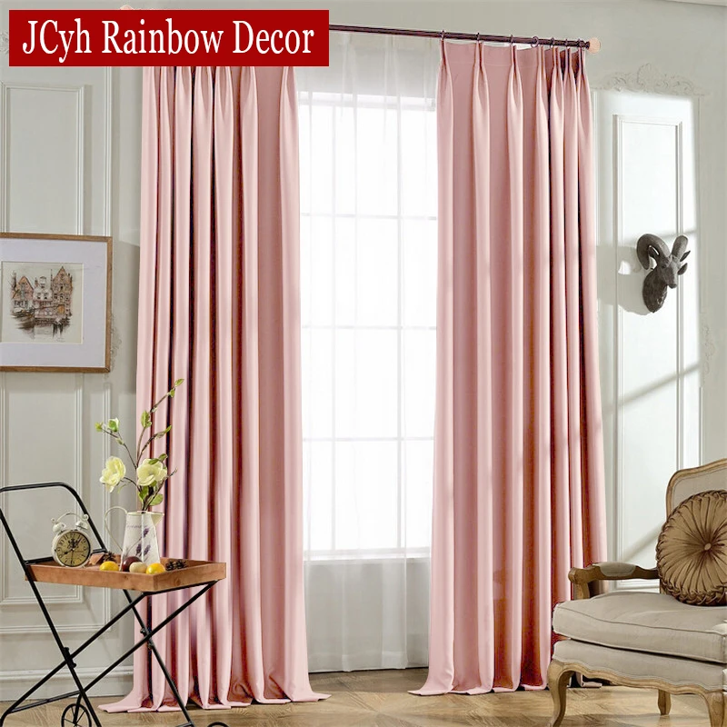 Modern Pink Blackout Curtains For Living Room Bedroom Thermal Insulated Thick Window Curtain Treatment Solid Color Drapes 90%