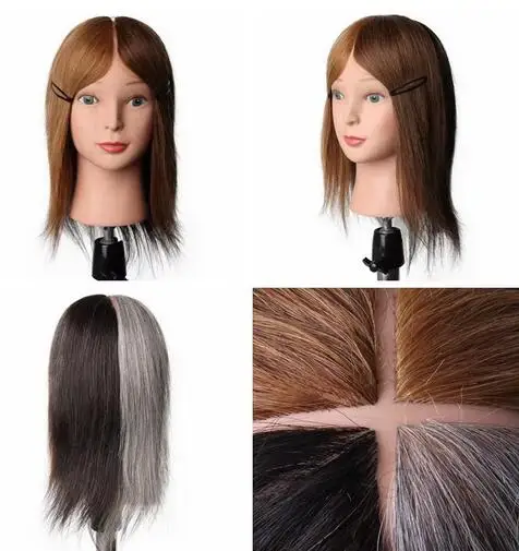 10 “Inch 100% Echte Menselijke Haarmake-Up Kapper Training Mannequin Hoofd Salon Kapsels Hoofd Model Dummy Pop Pop Hoofd