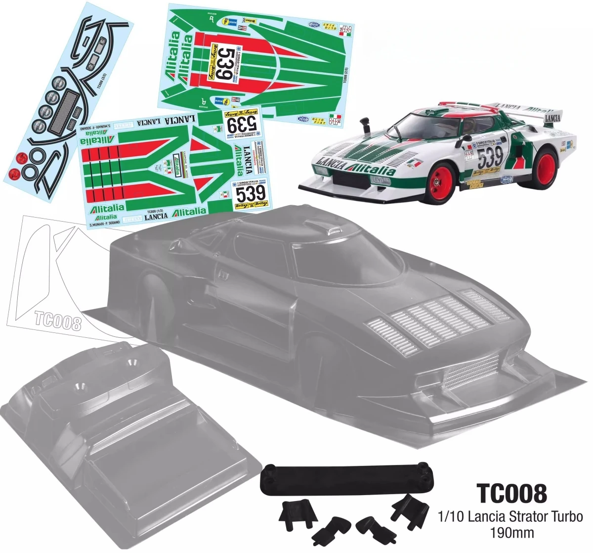 

1/10 scale Lancia Stratos Turbo RC Car body shell (190mm)