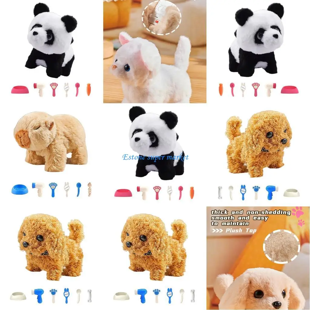 090B 걷는 동작과 시뮬레이션 소리가 있는 아이 봉제 동물 전기 로봇 애완 동물 장난감