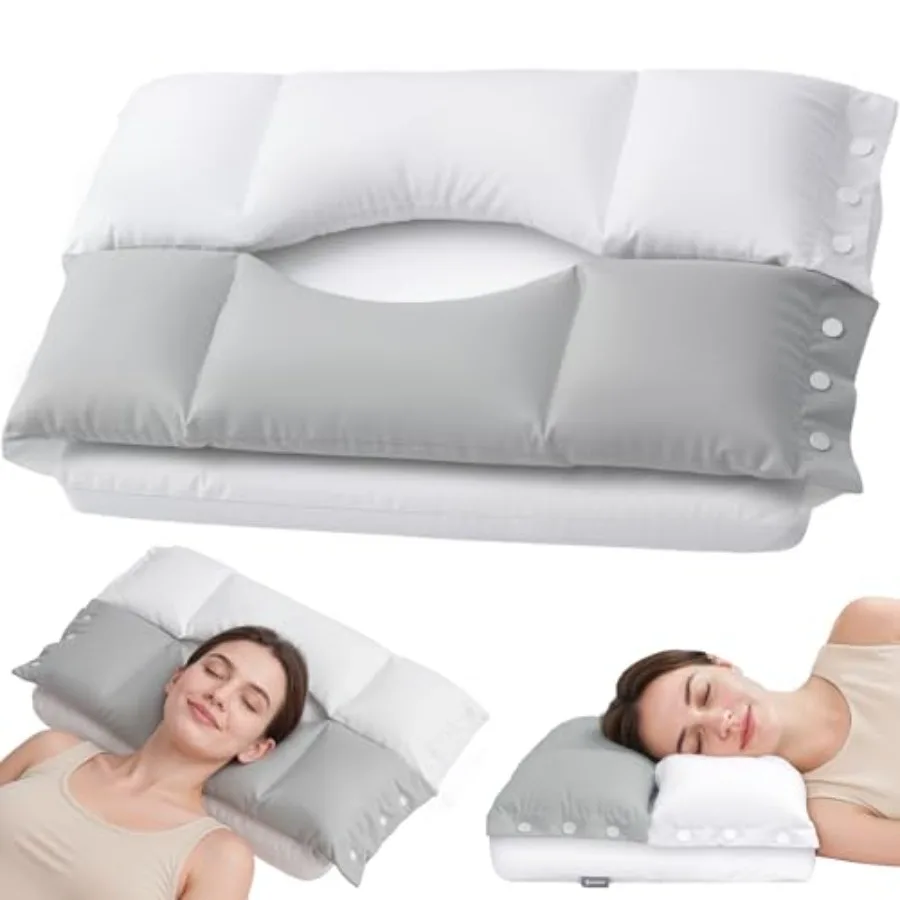 

Ортопедическая подушка для шеи из пены с эффектом памяти O-образной формы с двумя зонами поддержки для индивидуального комфорта, мягкий чехол, идеально подходит для сна на спине, на боку и для людей с ограниченными возможностями.