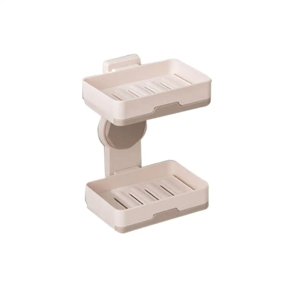 

Double Layer Plastic Soap Dish Holder Self Adhesive Wall Mounted Bathroom Kitchen Counter Top Dry Soap Storage No Punching Easy