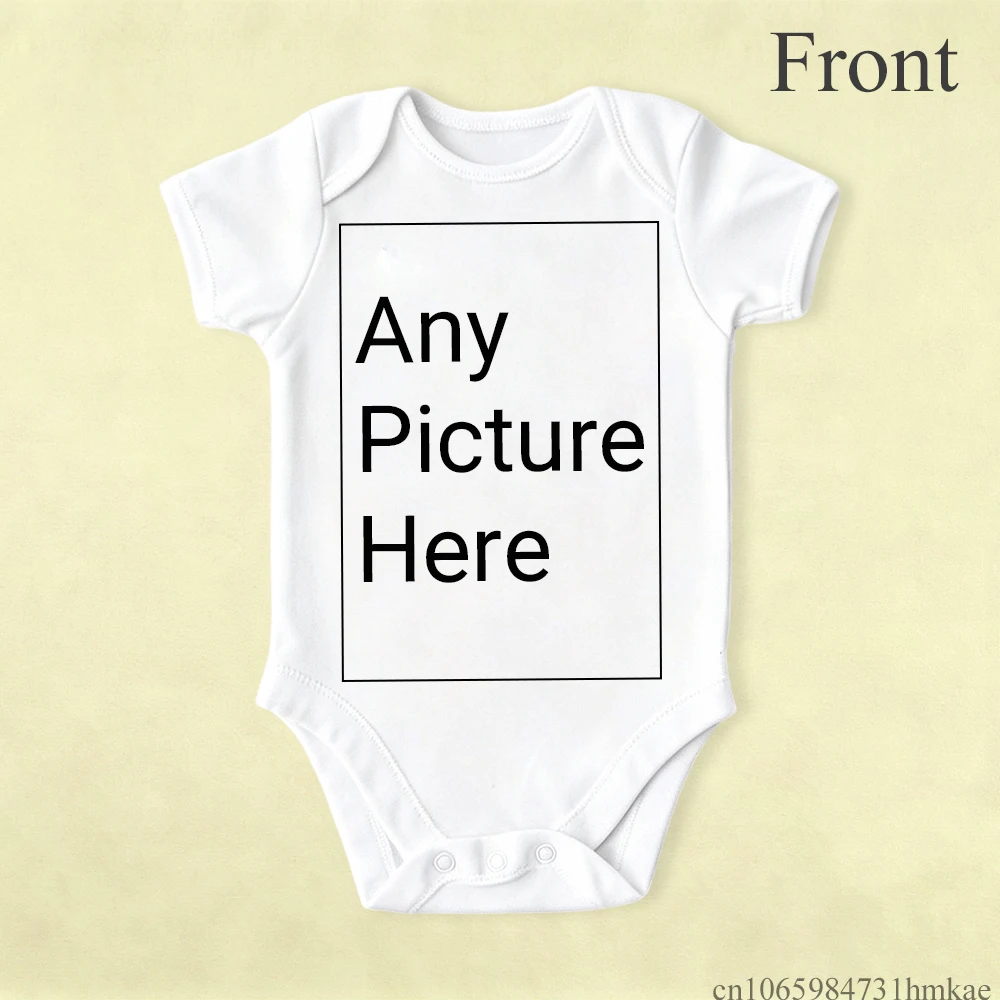 Personalisierter Baby-Strampler für Neugeborene, Geschenk für Babypartys, mit individuellem Foto, kurzärmelig, Vorder- und Rückseiten-Druck, Unisex, für Babys von 0–18 Monaten. – Detail 3