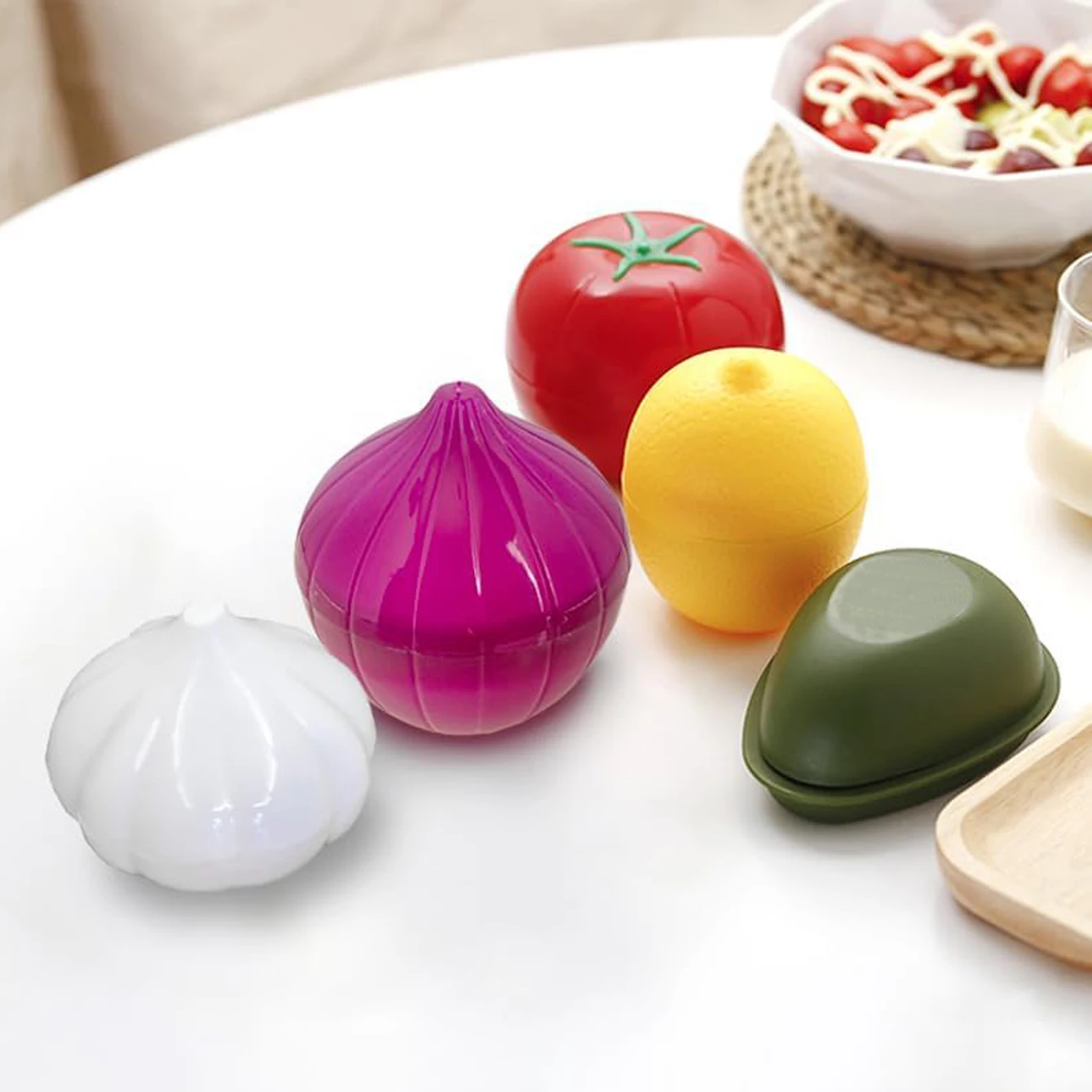 1 Set Plastic Vegetable Storage Box Lemon Onion Tomato Green Pepper and Garlic Storage Container Fruit Fresh-Keeping Reusable