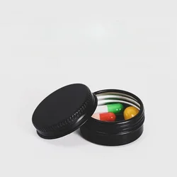 Mini caixa da medicina, portátil, preto, luz-prova, pequeno, liga de alumínio, empacotamento do produto comestível, caixa pequena selada, pequeno, não oxidação