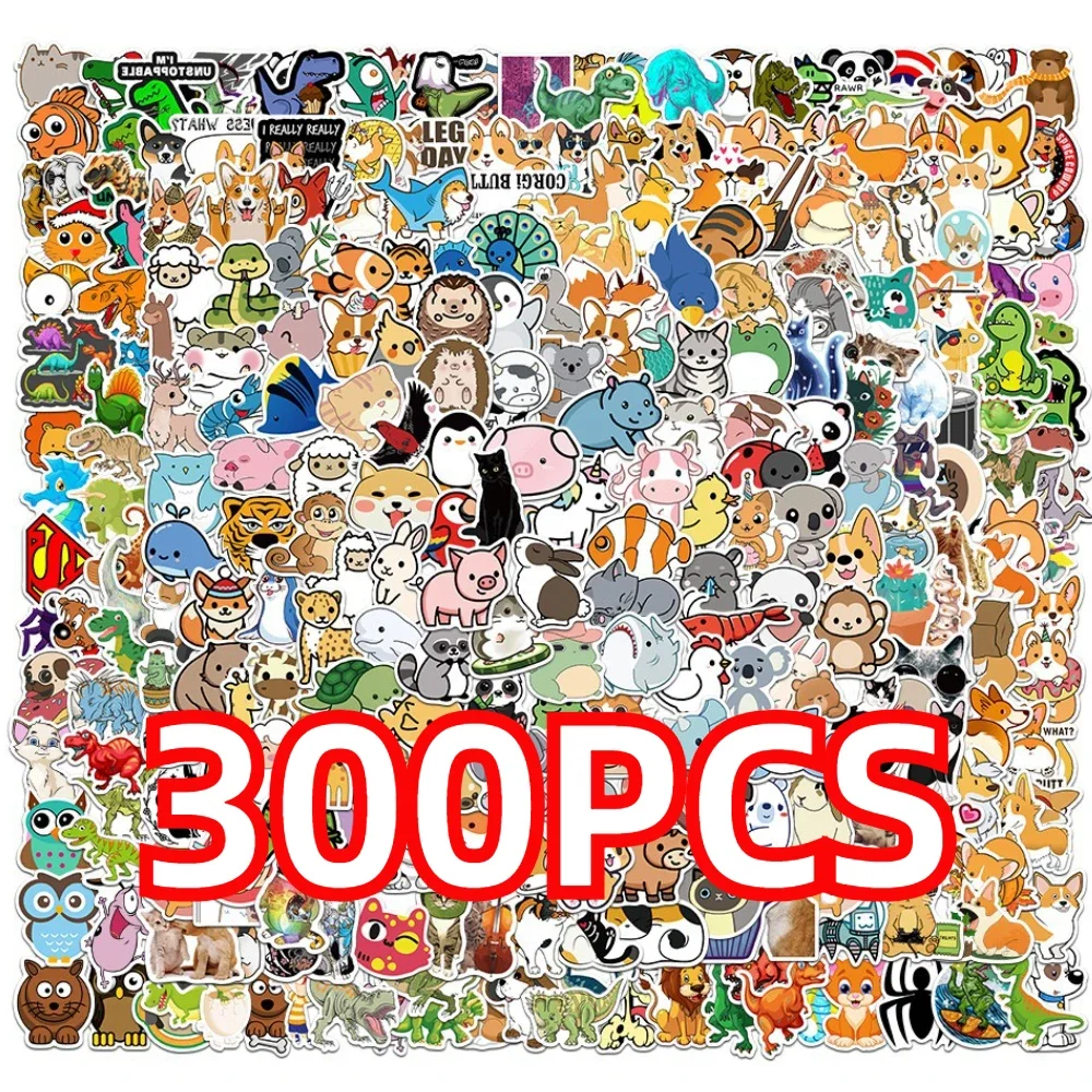 100/300/500PCS Mix Cute Cartoon Animals Graffiti Stickers DIY Phone Guitar Laptop Notebook Suitcase Waterproof Sticker Kids Toy