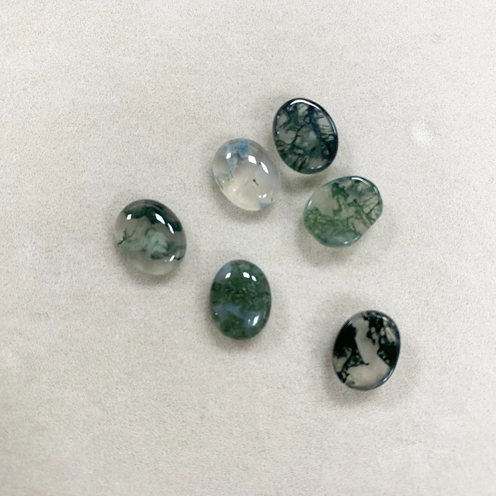 Factory Wholesale Natural Aquatic Agate Cabochon Dendritic Moss Agate Green Crystal Gemstone for Ring Earring Jewelry Making view 5