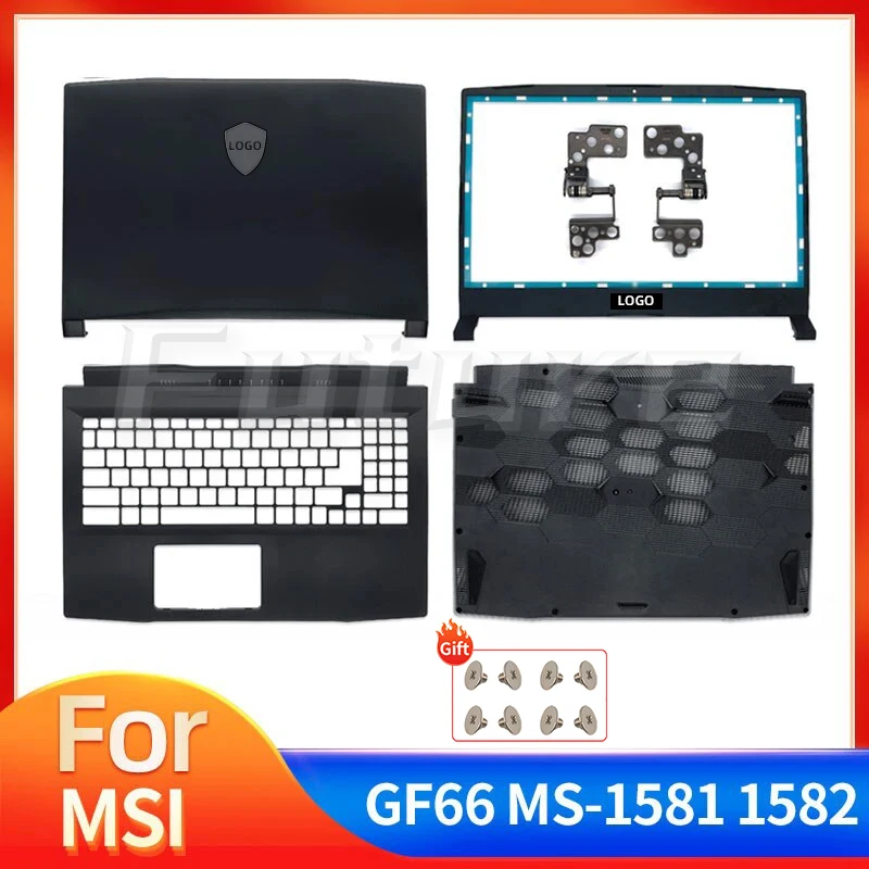 

New Top Case For MSI GF66 MS-1581 MS-1582 Katana GF66 LCD Back Cover Bezel Hinges Palmrest Bottom Case 15.6 Inch Black