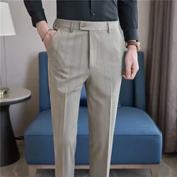 2024 Men's Autumn Business Casual Trousers Men's Fashion High Street High-quality Slim Fit Elastic High-end Feeling Hombre Pants