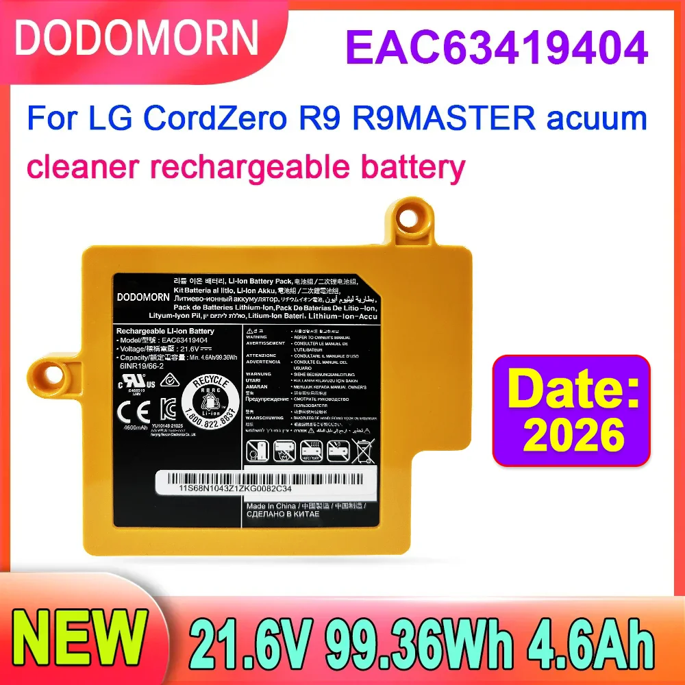 New Battery For LG CordZero R9 R9MASTER Acuum Cleaner Rechargeable Battery EAC64578402 EAC64578401 EAC63419401 4.6Ah