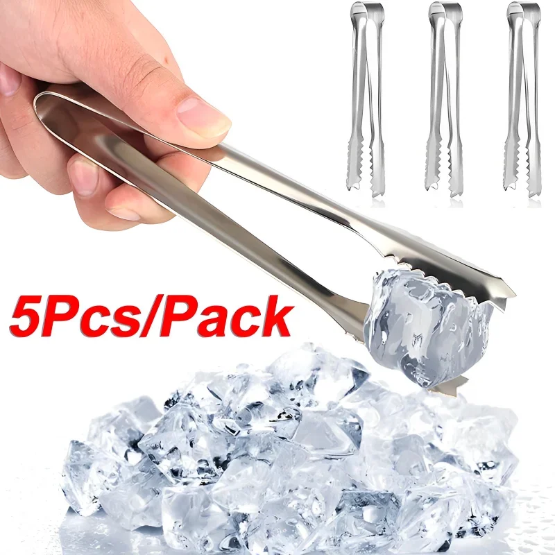 

5/1pcs Stainless Steel Ice Tongs Buffets Tongs Portable Wedding Party Candy Buffet Bar Home Kitchen Tools BBQ Ice Cream Tools