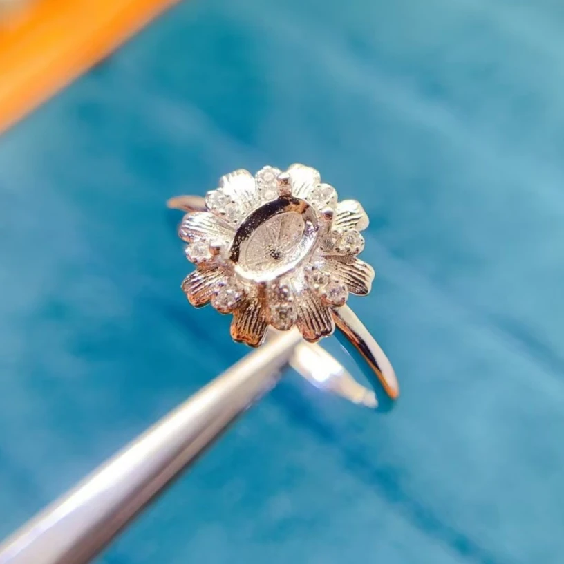 

Wholesale Price Semi Mount 925 Silver Ring Setting for Jewelry Shop 4mm*6mm Oval Gemstone Setting with 18K Gold Plating