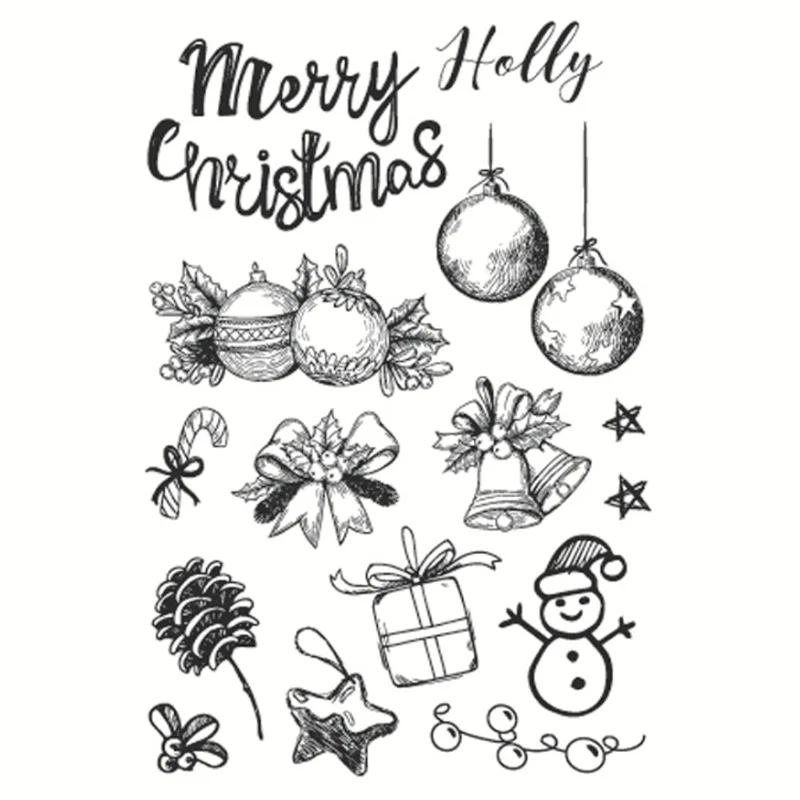 Christmas Bell Transparent Silicone Finished Stamp DIY Scrapbook Journal Rubber Coloring Embossed Stencils Decoration Reusable