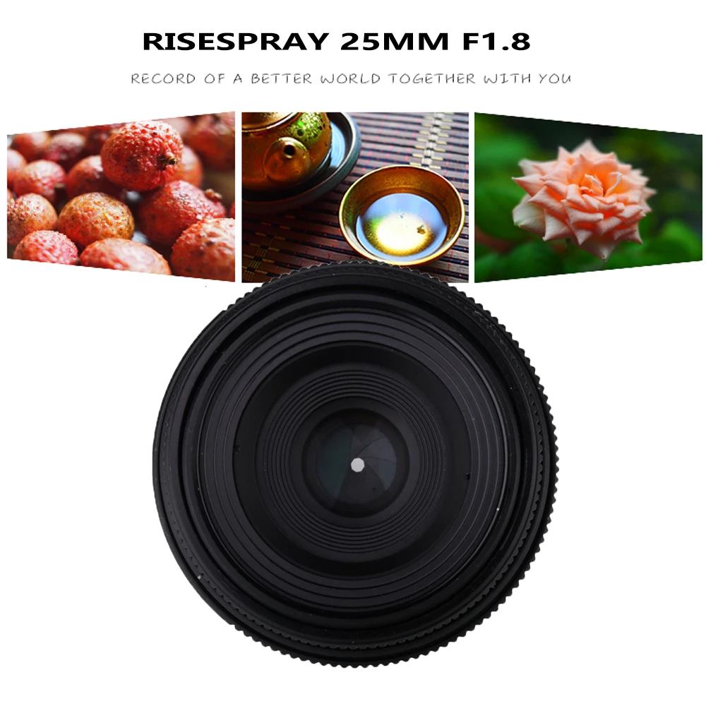 RISESPRAY 25mm F1.8 Mini CCTV C Mount Wide Angle Optical Lens  for Nikon N1 Sony  NEX Fuji Olympus Panasonic  Mirrorless camera