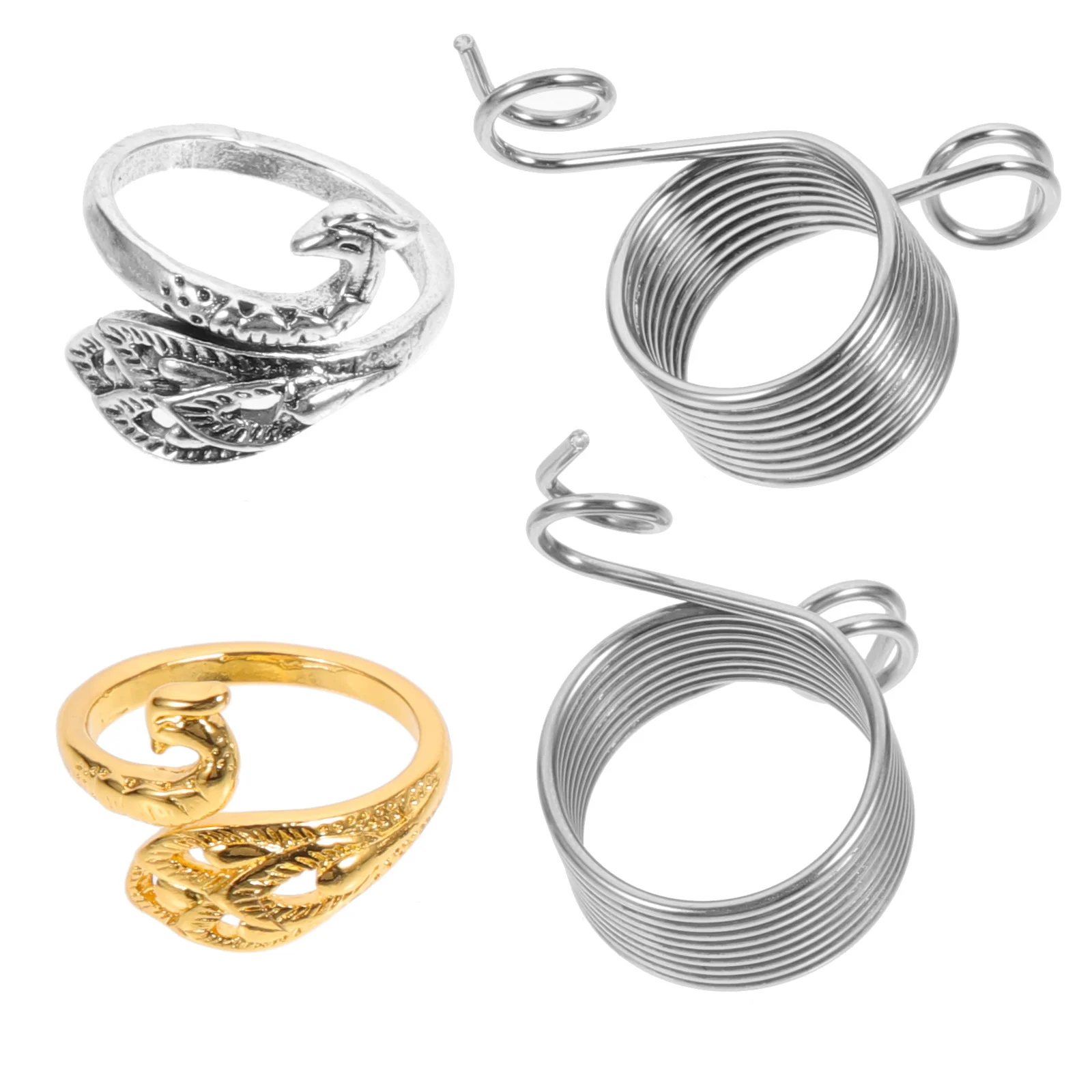 4Pcs Yarn Guide Crochet Tension Rings Stainless Steel Knitting Rings Finger Crochet Tool for Faster Knitting Crocheting Tools