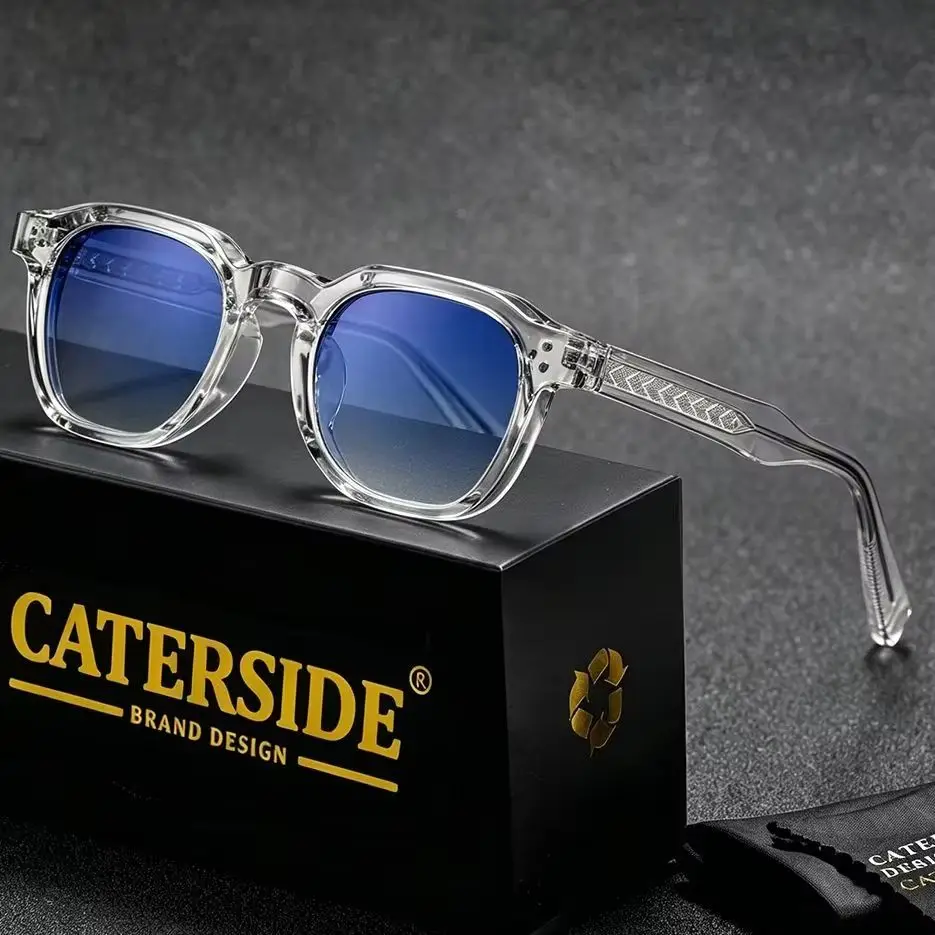 CATERSIDE Retro Punk Men Sunglasses Small Frame Square Personalized Design Sun Glasses Women Travel Party Business Festival Gift