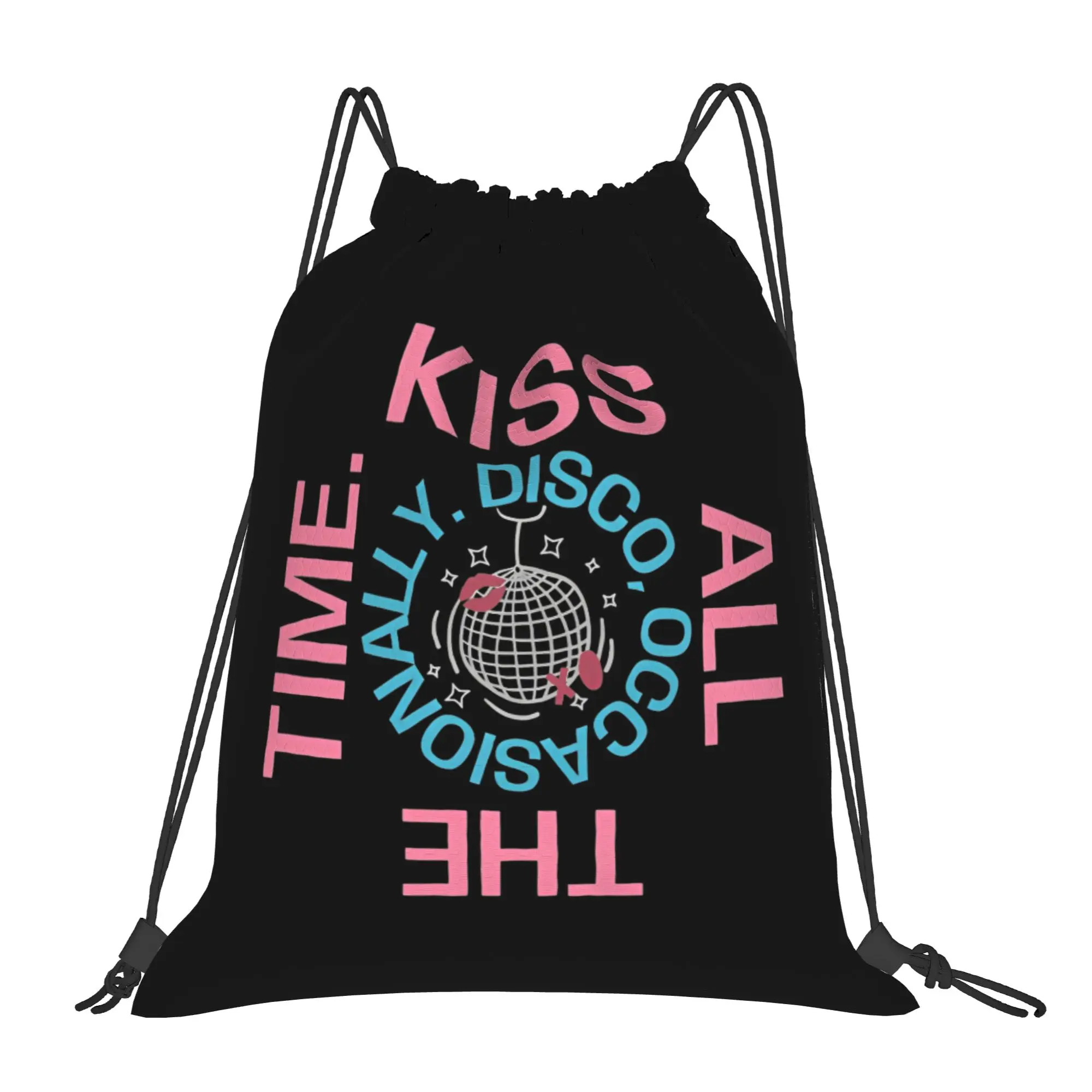 Kiss All The Time Disco Backpack Drawstring Sports Bags Gym Bag Harrys Music Styles String Sackpack Travel 36cm (W) x 43cm (H)