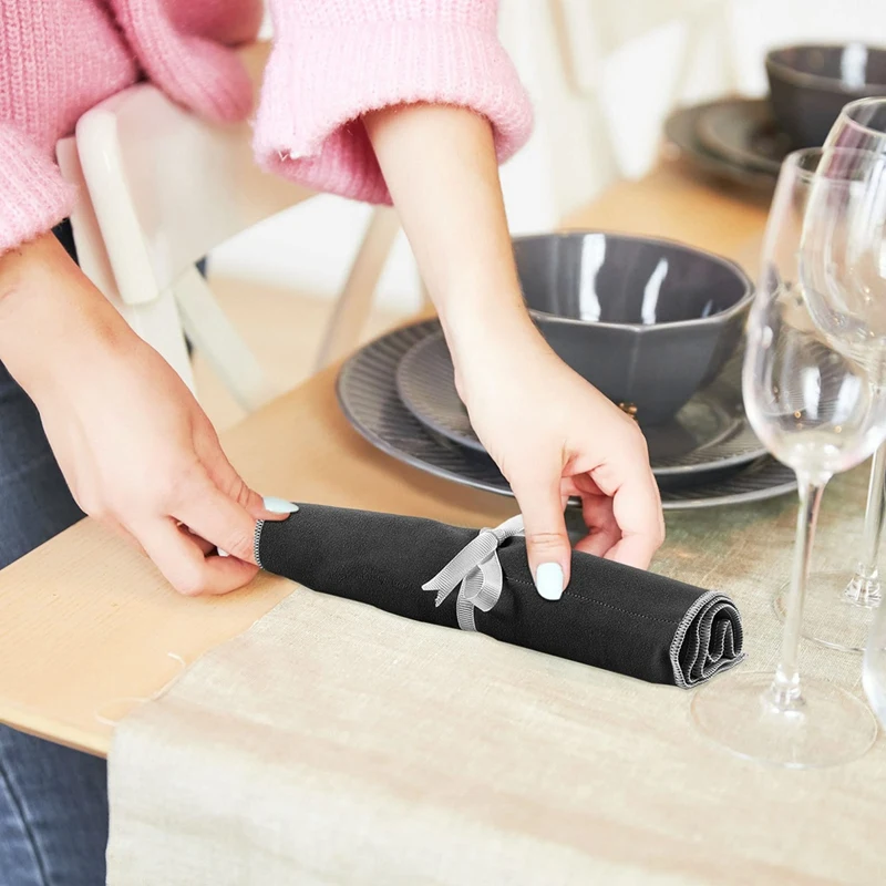 Sacs de rangement argentés pour grillades, sacs de protection argentés pour couverts en feutre