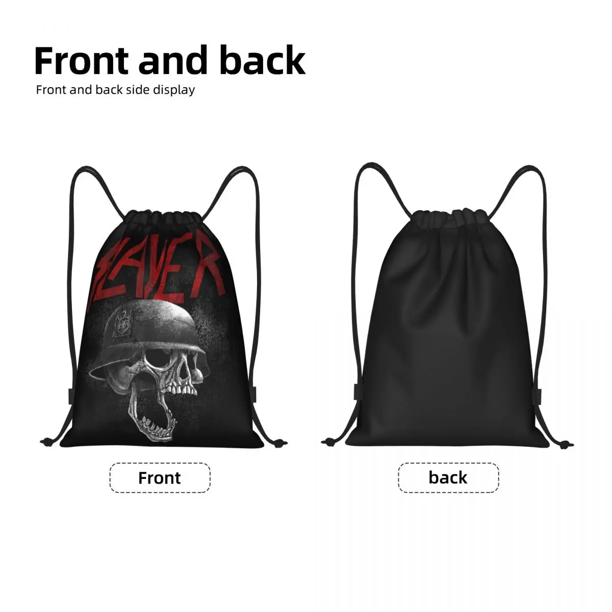 Custom Thrash Metal Band Slayers Drawstring Bags for Shopping Yoga Backpacks Women Men Sports Gym Sackpack