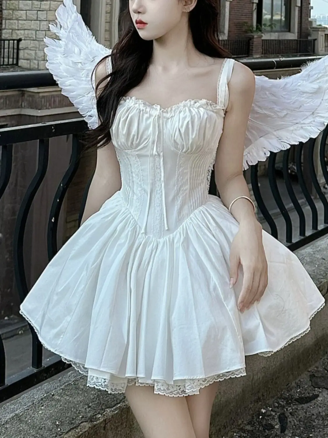 French Sweet White Slip Dress Female Fishbone Date Princess Dresses for  Women Summer Waist Tight Slim Puffy A-line Short Dress - AliExpress  200000345